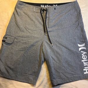 Hurley Black and Gray Swim Trunks